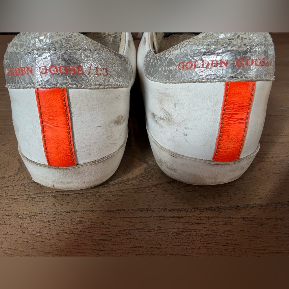 Golden Goose White and Gray Sneakers with Orange Detail - Picture 2 of 5